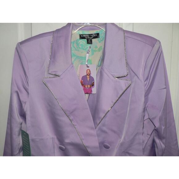 Johnny Wujek Women's Embossed Suit Jacket Blazer in Lillac Breeze Medium $199 - Picture 2 of 5